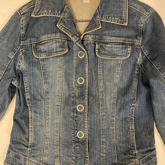 Dressbarn V-neck Snap Closure Denim Jean Jacket Size Small - Picture 2 of 9